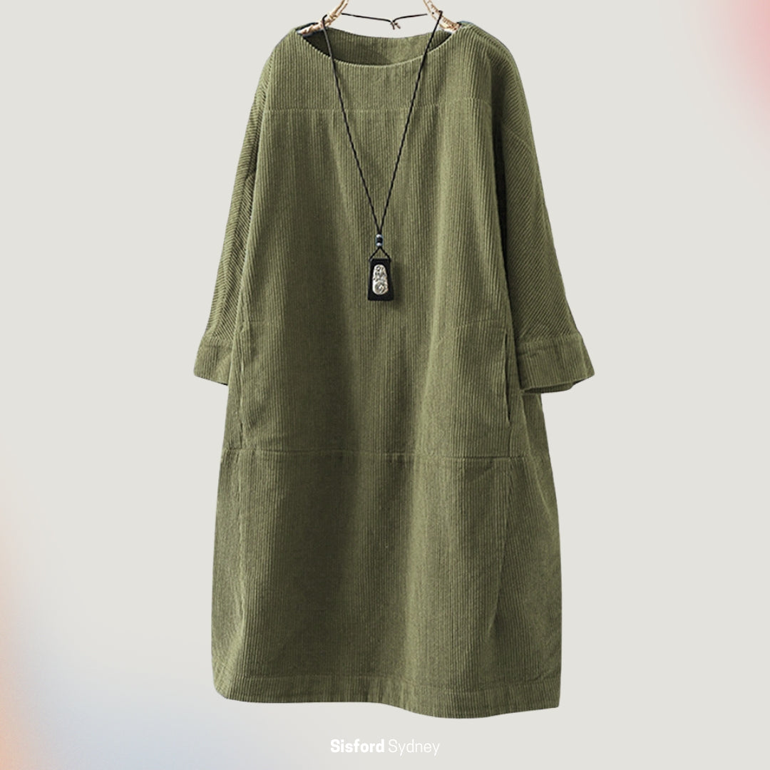 Amy - Vestito midi in velluto a coste rilassato